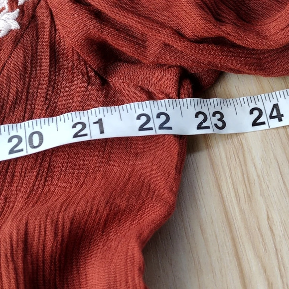 Free People Wild Dreams Embroidered Tunic Top Dress Rust Long Sleeve Peplum S - Picture 8 of 9